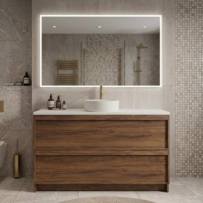 ASPEN WALNUT FLOOR STANDING VANITY 1200MM SINGLE | 2 DRAWERS WITH CERAMIC BASIN