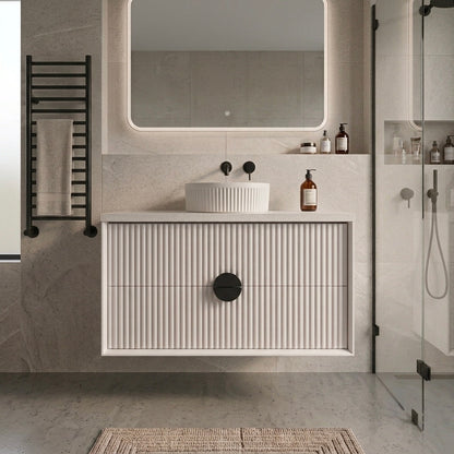 ELVA FLUTED WALL HUNG VANITY 750MM - WHITE | BATHROOM WALL HUNG VANITY NZ