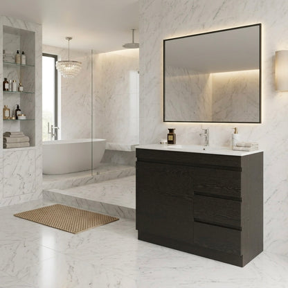 MADRID FLOOR STANDING VANITY 900MM - DARK OAK | BATHROOM VANITY NZ