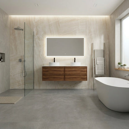 ASPEN WALNUT WALL HUNG VANITY 1500MM DOUBLE | 4 DRAWERS, PLYWOOD FLOATING VANITY NZ