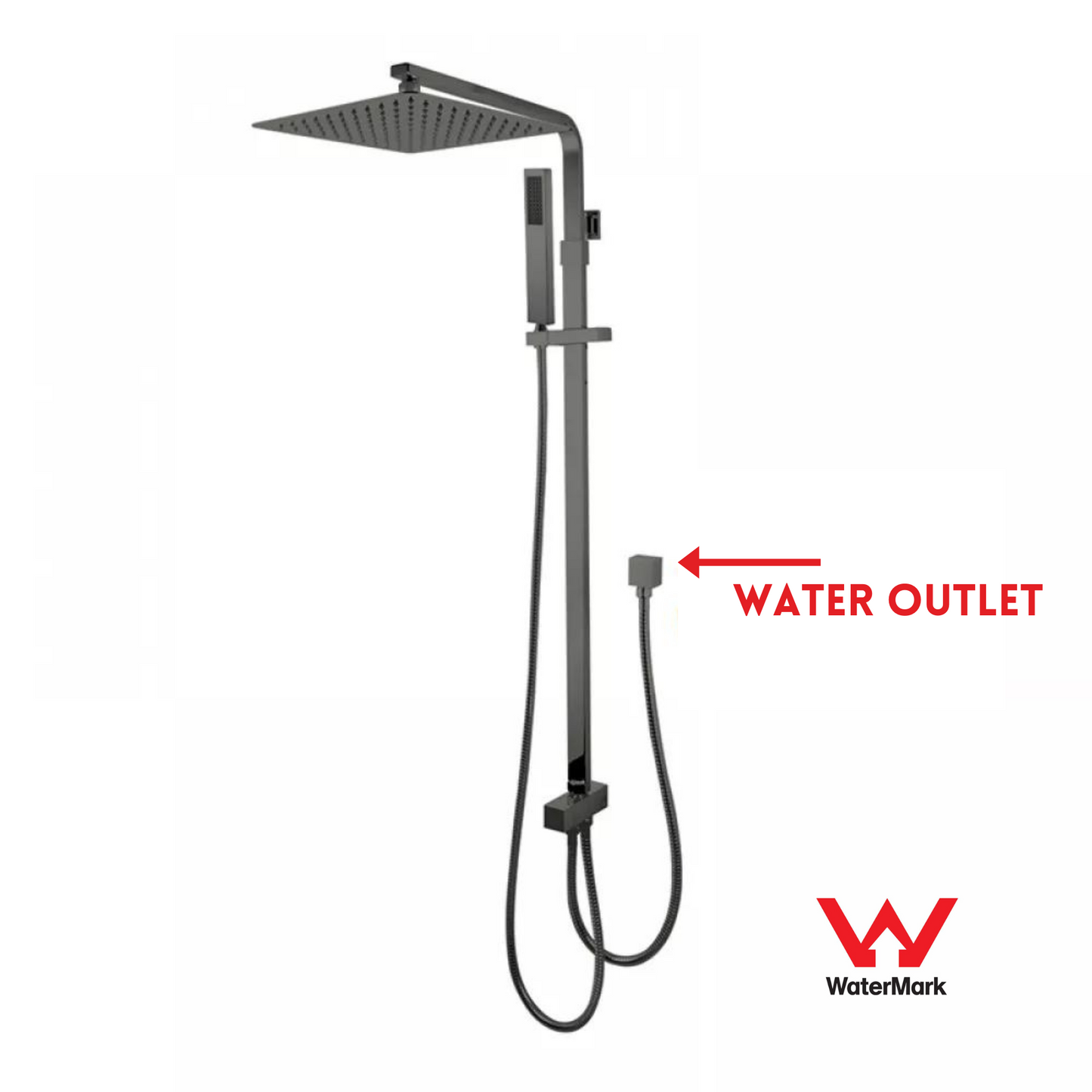 FUSION SQUARE TWIN RAINFALL SHOWER COLUMN WITH UNIVERSAL WATER INLET - 5 COLOURS