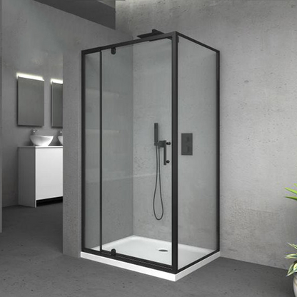 1000X1000MM SQUARE SHOWER GLASS ONLY - MATTE BLACK