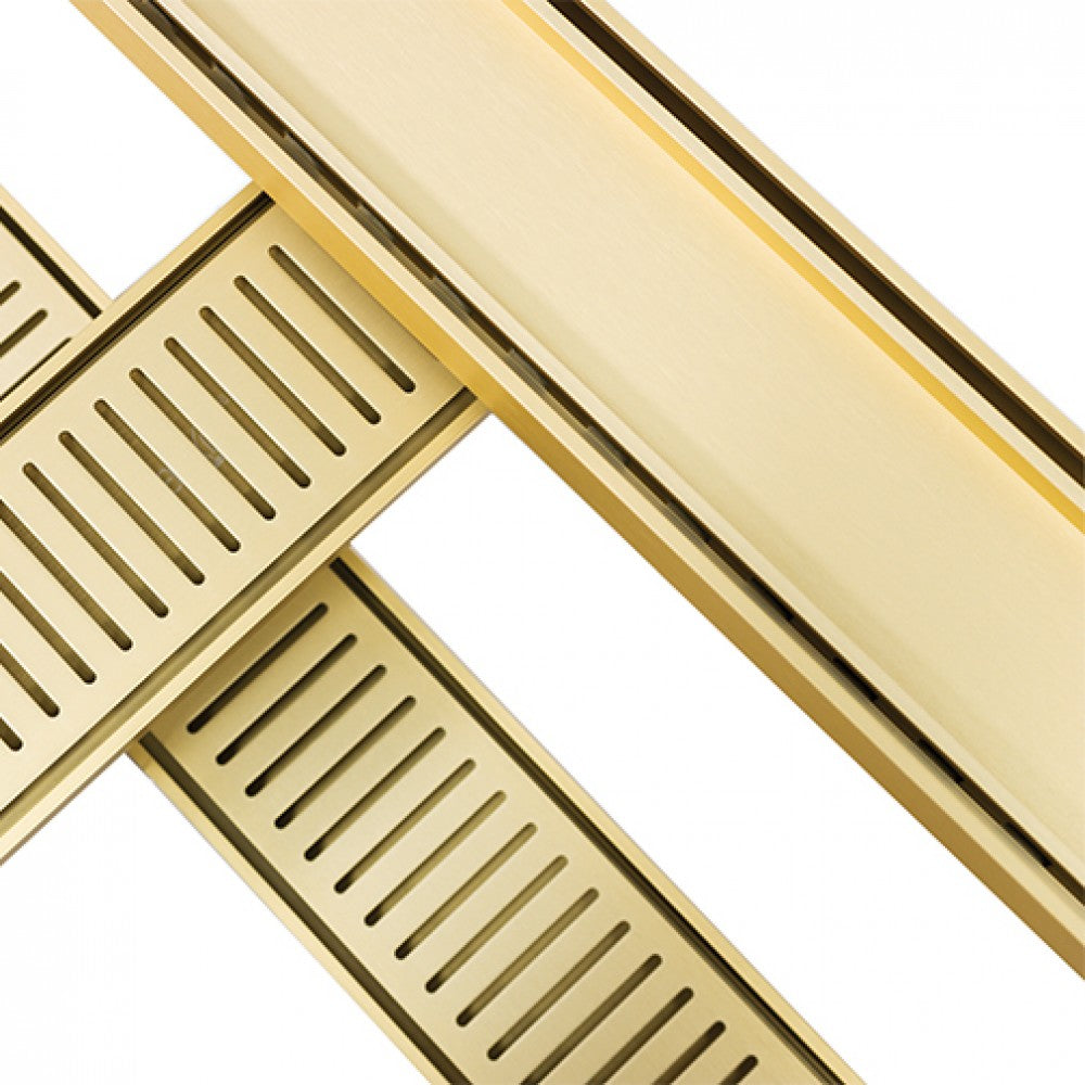 LAUXES SLIMLINE ALUMINIUM TILE INSERT CHANNEL DRAIN - MATTE GOLD