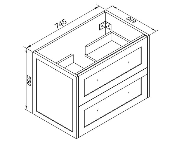 750MM SHAKER STYLE HAMPTON PLYWOOD WALLHUNG VANITY