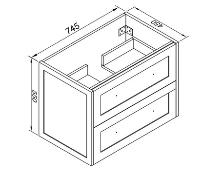 750MM SHAKER STYLE HAMPTON PLYWOOD WALLHUNG VANITY