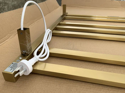 7 FLAT BAR SQUARE HEATED TOWEL RAIL HTR 800H*600W*120D- BRUSHED GOLD