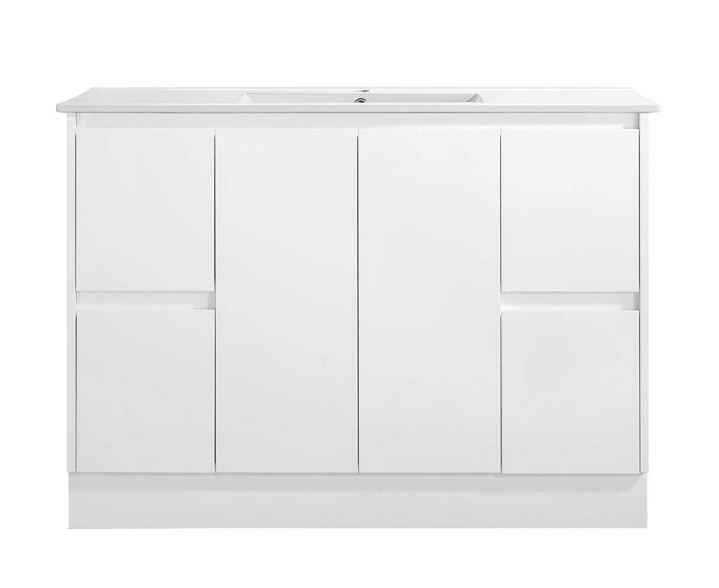 1200MM GLOSS WHITE PVC 100% WATERPROOF FLOORSTANDING VANITY WITH SINGLE BASIN CERAMIC TOP - The Tile Collection™