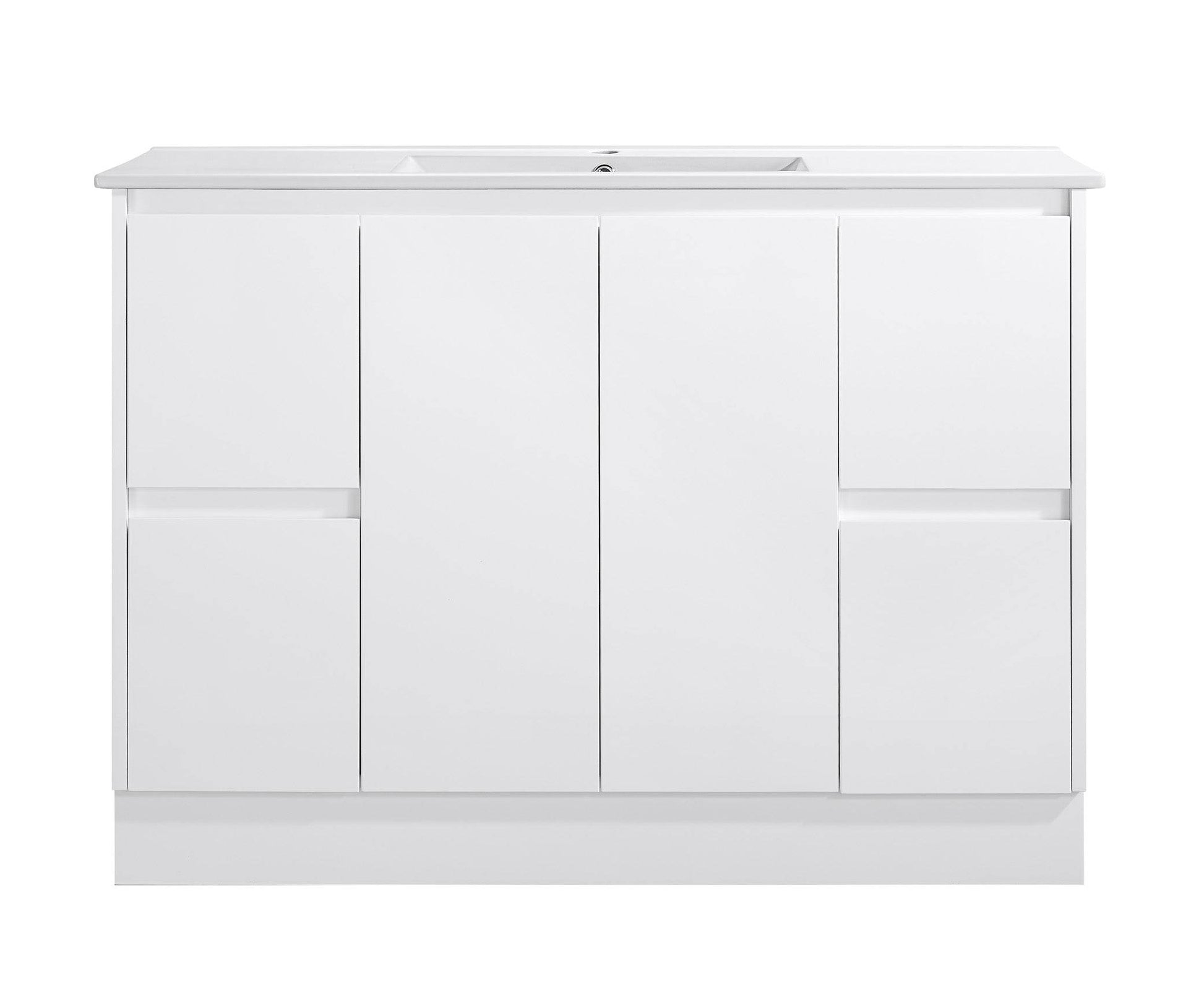 1200MM GLOSS WHITE PVC 100% WATERPROOF FLOORSTANDING VANITY WITH SINGLE BASIN CERAMIC TOP - The Tile Collection™