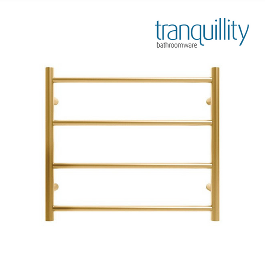 TRANQUILLITY JERSEY 4 BAR ROUND HEATED TOWEL WARMER - BRUSHED BRASS 550W*550H*120D