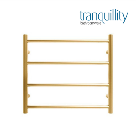 TRANQUILLITY JERSEY 4 BAR ROUND HEATED TOWEL WARMER  550W*500H*120D- BRUSHED BRASS