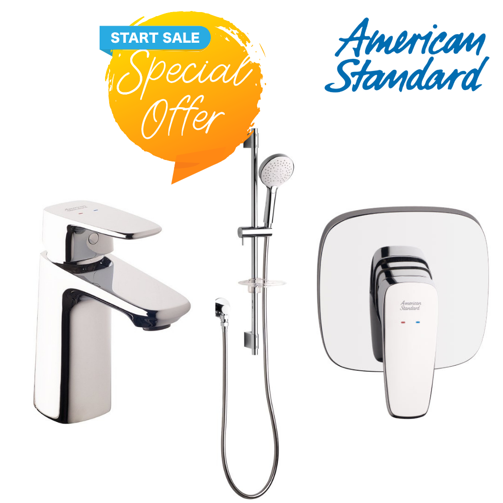 AMERICAN STANDARD 3 PIECE COMBO SET SHOWER SLIDE/ SHOWER MIXER/ BASIN MIXER - The Tile Collection™