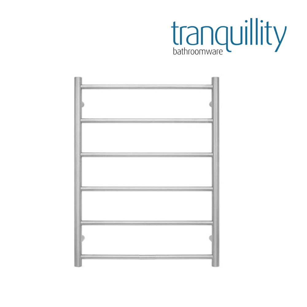 TRANQUILLITY JERSEY 6 BAR ROUND HEATED TOWEL WARMER  780H*600W*120D- BRUSHED STAINLESS
