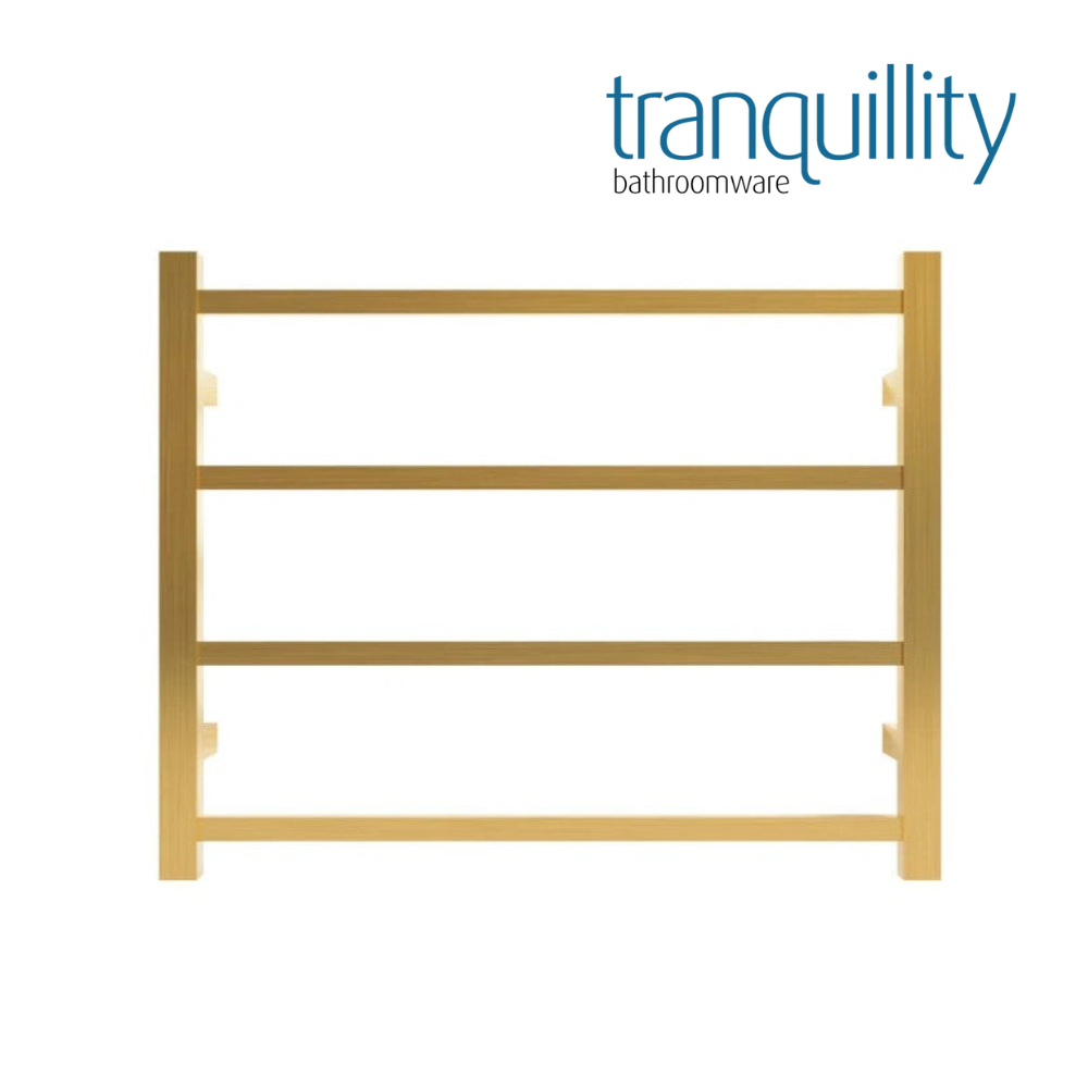 TRANQUILLITY JERSEY 4 BAR SQUARE HEATED TOWEL WARMER 500H*620W*120D- BRUSHED BRASS - The Tile Collection™