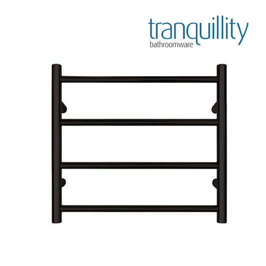 TRANQUILLITY JERSEY 4 BAR ROUND HEATED TOWEL WARMER - BLACK 500H*550W*120D