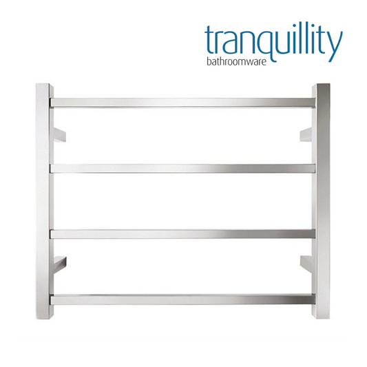 TRANQUILLITY JERSEY 4 BAR SQUARE HEATED TOWEL WARMER - POLISHED STAINLESS STEEL 500H*620W*120D