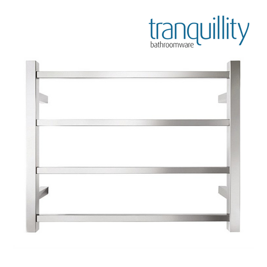 TRANQUILLITY JERSEY 4 BAR SQUARE HEATED TOWEL WARMER 500H*620W*120D- POLISHED STAINLESS