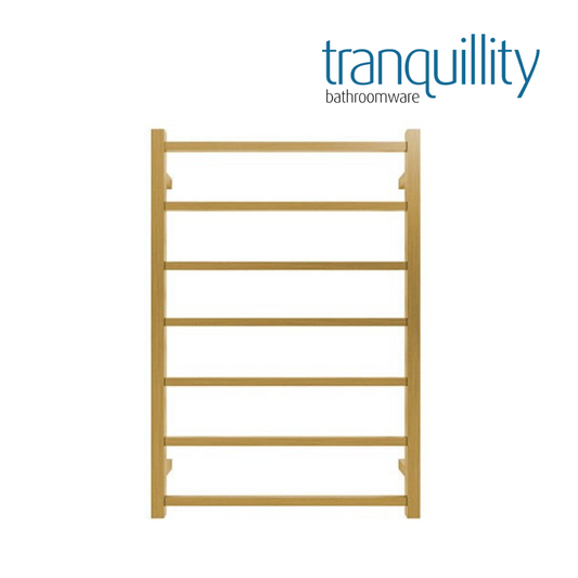 TRANQUILLITY JERSEY 7 BAR SQUARE HEATED TOWEL WARMER 920H*620W*120D- BRUSHED BRASS