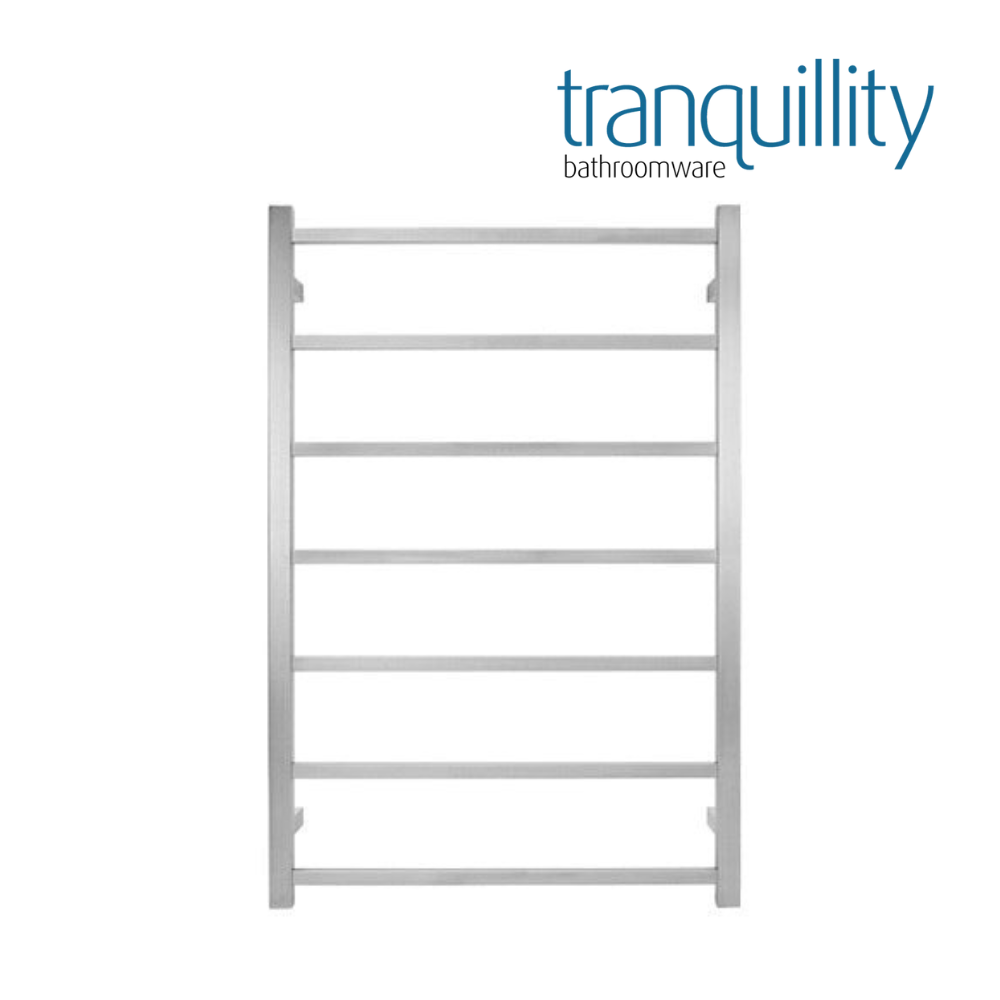 TRANQUILLITY JERSEY 7 BAR SQUARE HEATED TOWEL WARMER 920H*620W*120D- BRUSHED STAINLESS