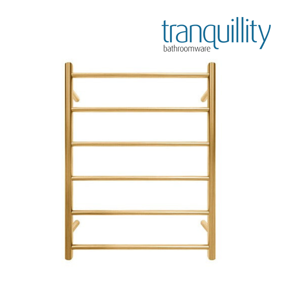 TRANQUILLITY JERSEY 6 BAR ROUND HEATED TOWEL WARMER 780H*600W*120D- BRUSHED BRASS
