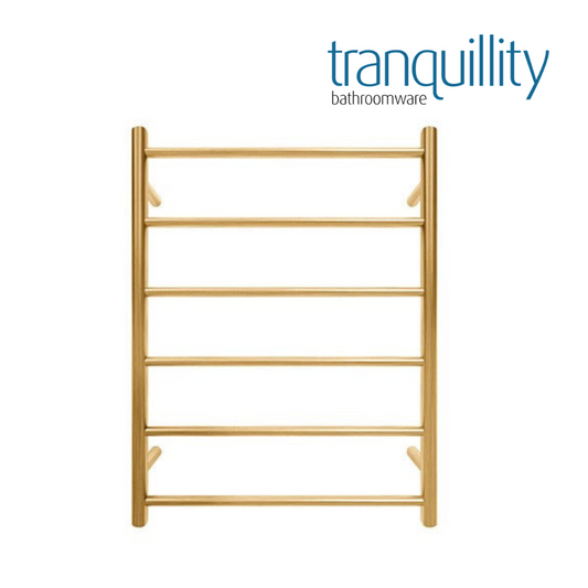 TRANQUILLITY JERSEY 6 BAR ROUND HEATED TOWEL WARMER 780H*600W*120D- BRUSHED BRASS