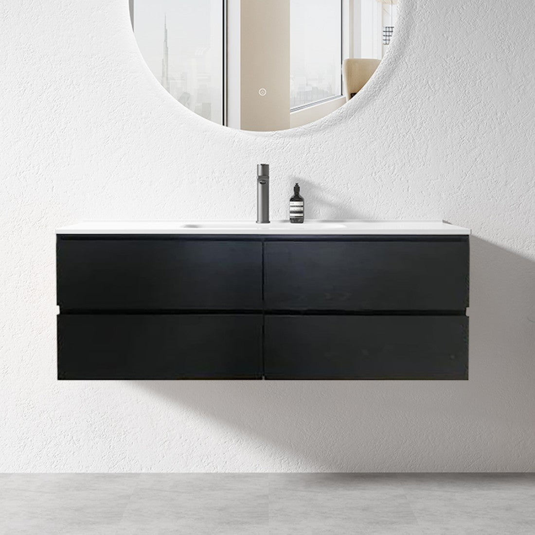 NELSON WALL HUNG VANITY | 1200MM | DARK OAK | PLYWOOD | SINGLE BASIN - The Tile Collection™