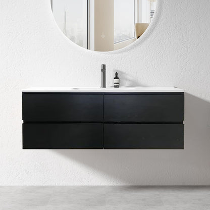 NELSON WALL HUNG VANITY | 1200MM | DARK OAK | PLYWOOD | SINGLE BASIN - The Tile Collection™