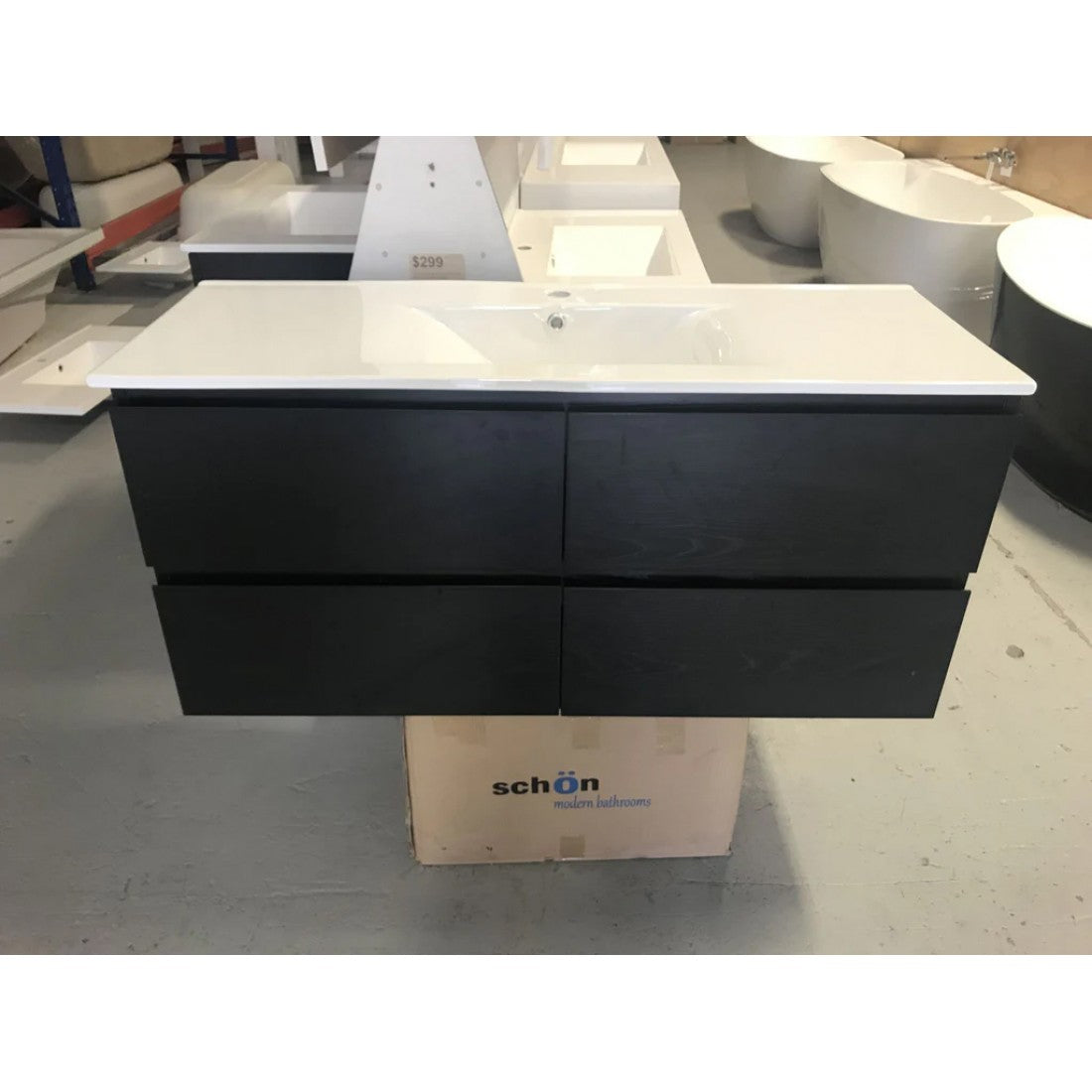 NELSON WALL HUNG VANITY | 1200MM | DARK OAK | PLYWOOD | SINGLE BASIN - The Tile Collection™