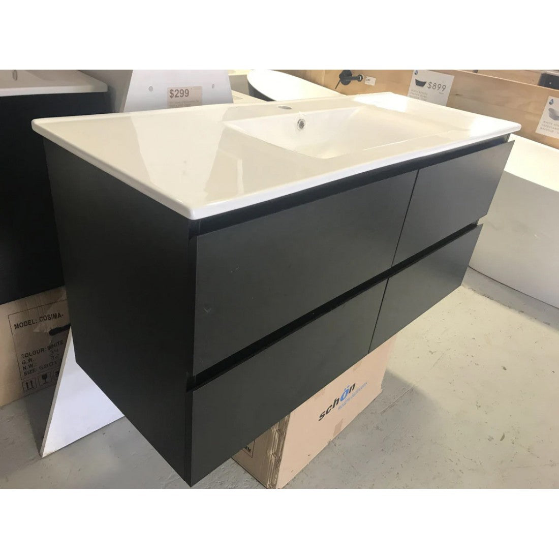 NELSON WALL HUNG VANITY | 1200MM | DARK OAK | PLYWOOD | SINGLE BASIN - The Tile Collection™