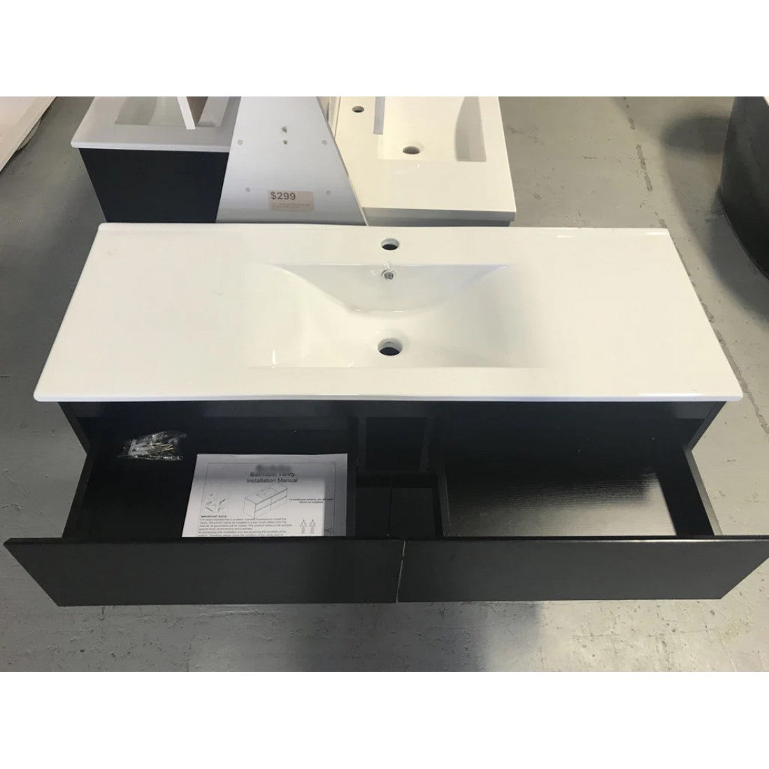 NELSON WALL HUNG VANITY | 1200MM | DARK OAK | PLYWOOD | SINGLE BASIN - The Tile Collection™