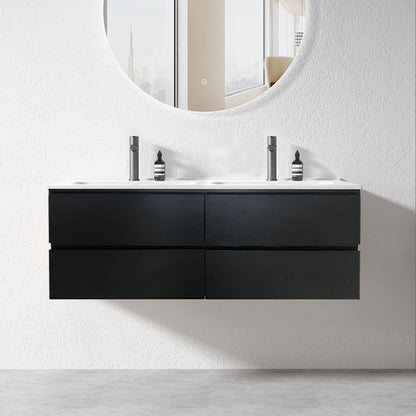 NELSON WALL HUNG VANITY | 1200MM | DARK OAK | PLYWOOD | DOUBLE BASIN - The Tile Collection™