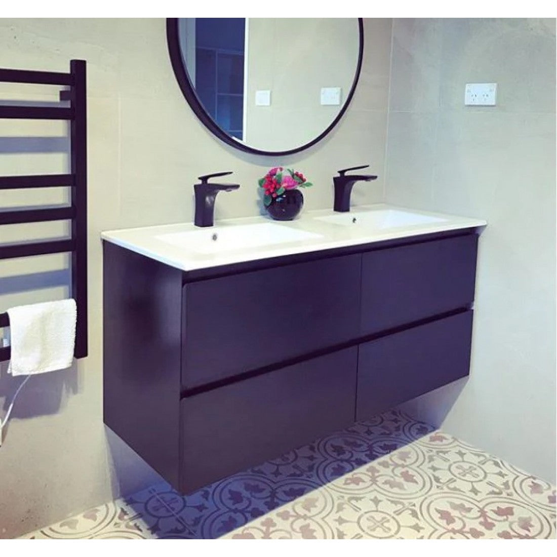 NELSON WALL HUNG VANITY | 1200MM | DARK OAK | PLYWOOD | DOUBLE BASIN - The Tile Collection™