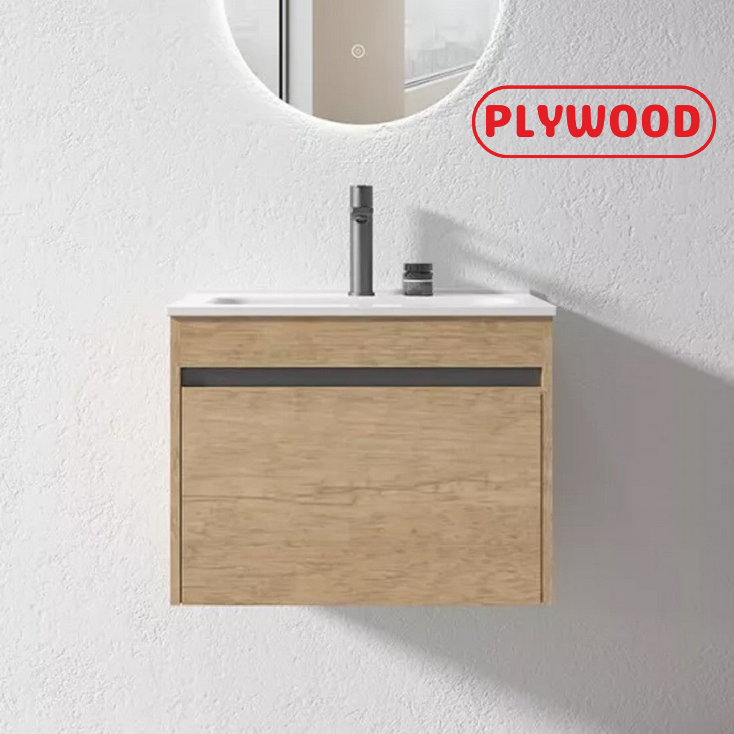 HONEY OAK WALL HUNG VANITY | 600MM | SINGLE DRAWER | BC13 - The Tile Collection™