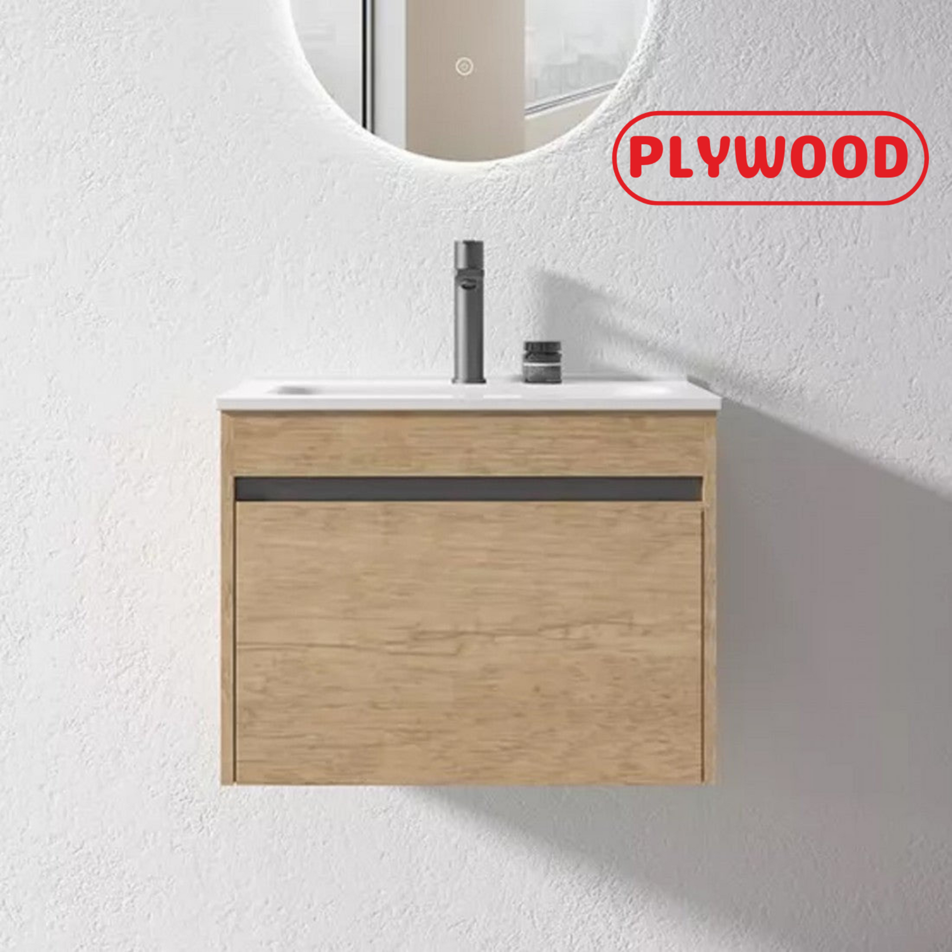 HONEY OAK WALL HUNG VANITY | 600MM | SINGLE DRAWER | BC13 - The Tile Collection™
