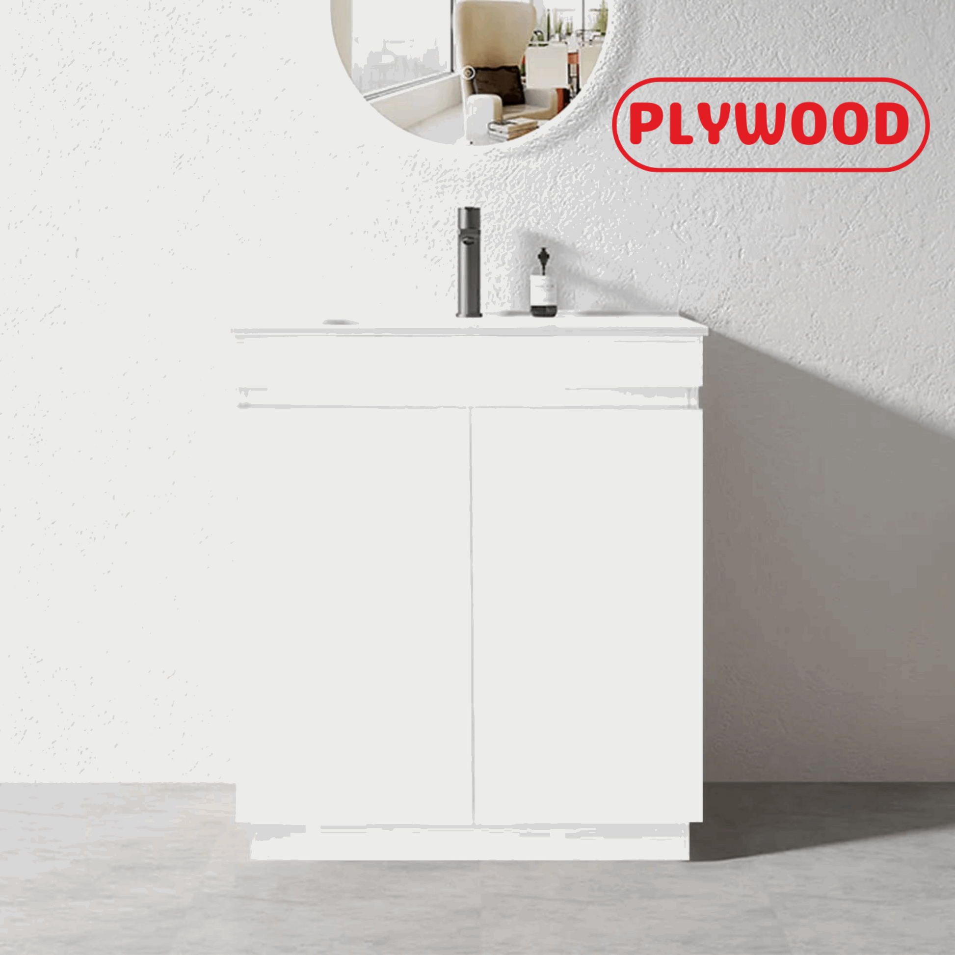 600MM MADRID WHITE PLYWOOD FLOORSTANDING VANITY WITH CERAMIC TOP - The Tile Collection™
