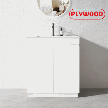 600MM MADRID WHITE PLYWOOD FLOORSTANDING VANITY WITH CERAMIC TOP - The Tile Collection™
