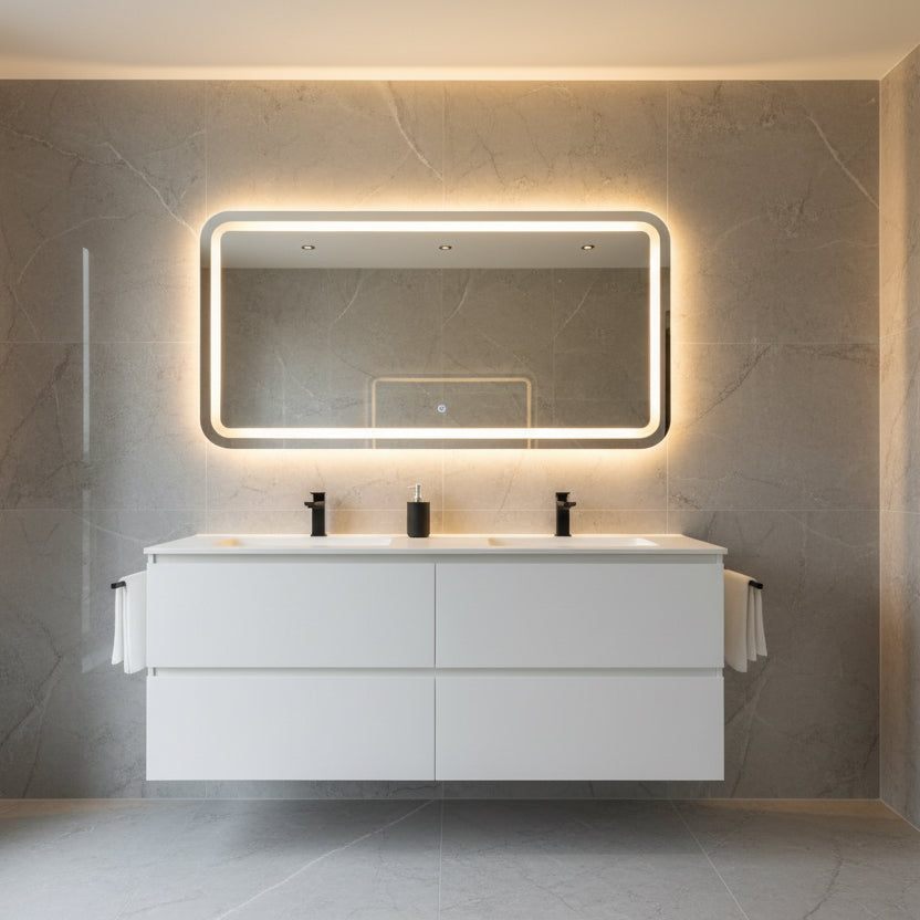 NELSON WALL HUNG VANITY | 1200MM | GLOSS WHITE | PLYWOOD| DOUBLE BASIN