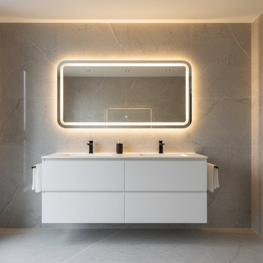 NELSON WALL HUNG VANITY | 1200MM | GLOSS WHITE | PLYWOOD| DOUBLE BASIN