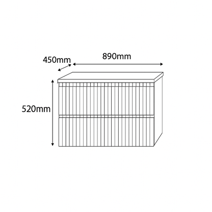 VERTO WILD 900MM PLYWOOD WALL HUNG VANITY - FOREST GREEN, FLUTED FRONT WITH CERAMIC TOP