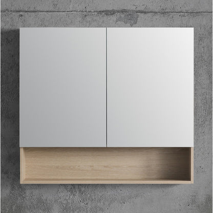 BATHROOM MIRROR CABINET | 900MM | NATURAL OAK | PLYWOOD - The Tile Collection™
