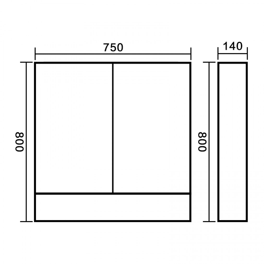 BATHROOM MIRROR CABINET WITH SHELF | 750MM | NATURAL OAK | PLYWOOD