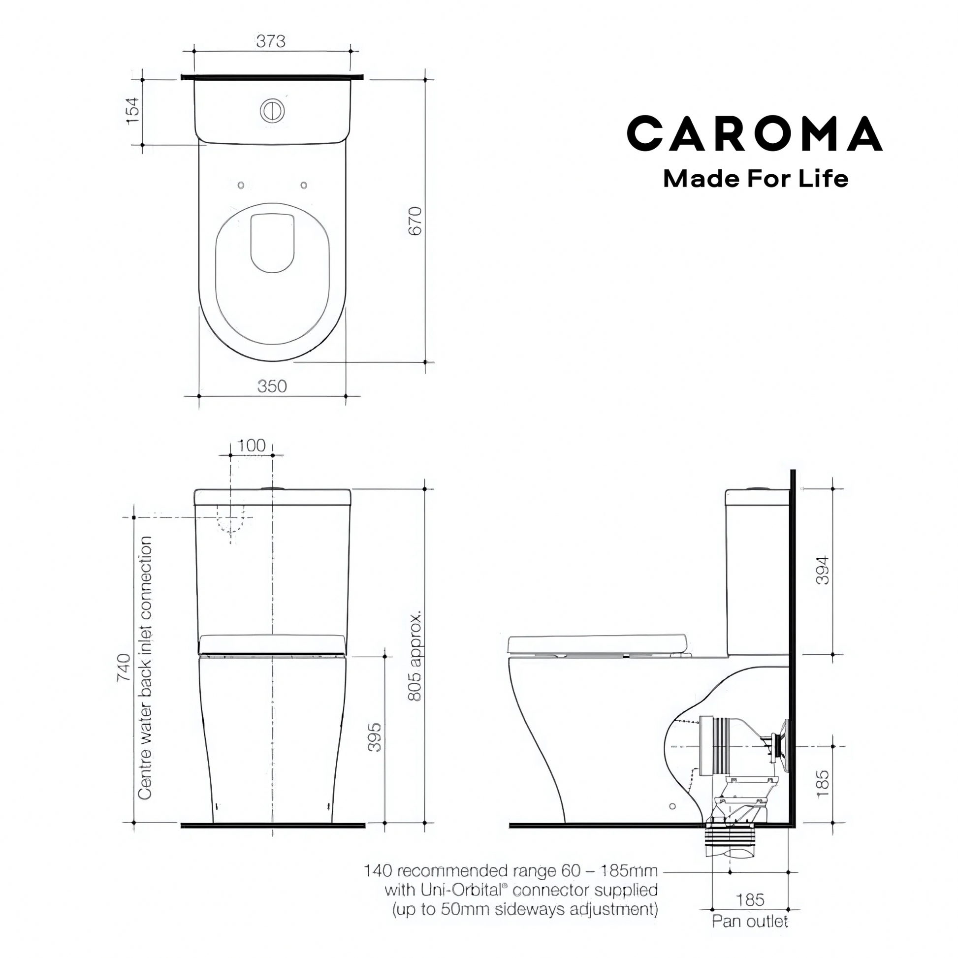 CAROMA LUNA WALL FACED TOILET SUITE - The Tile Collection™