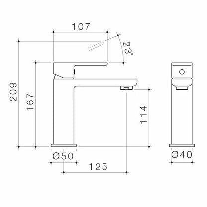 Caroma Luna basin mixer measurements