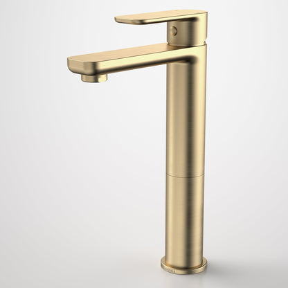 Caroma Luna vessel basin mixer brushed brass