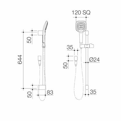 Caroma Luna Multi-function Rail Shower Range | 4 Finishes