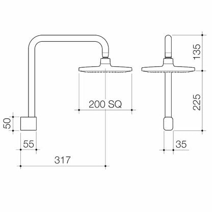 Caroma Luna Fixed Overhead Shower Dimensions