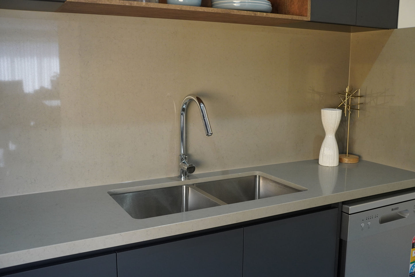 SMOKEY GREY ENGINEERED STONE VANITY BENCHTOP - CUSTOM SIZES AVAILABLE