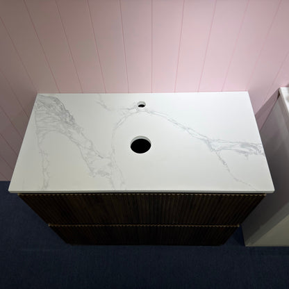 STATUARIO WHITE MARBLE VEIN ENGINEERED STONE VANITY BENCHTOP - CUSTOM CUT