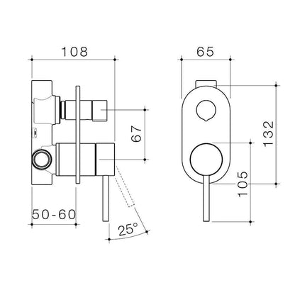 Caroma Liano II Bath / Shower Mixer With Diverter Range - 5 Colours