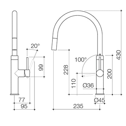 Caroma Liano II Pull Out Sink Mixer Lead Free | 5 Colours