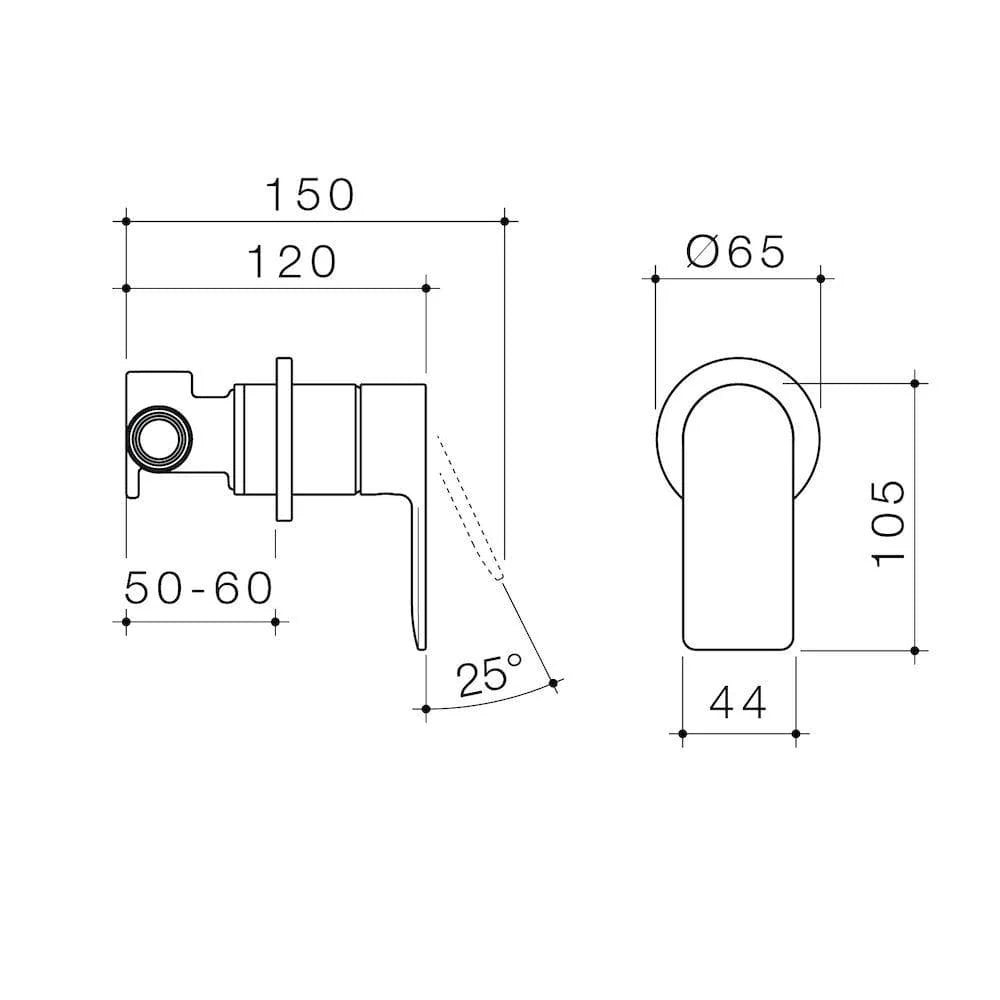 Caroma Urbane® II Bath / Shower Mixer - Round or Square Cover Plate - 5 Finishes